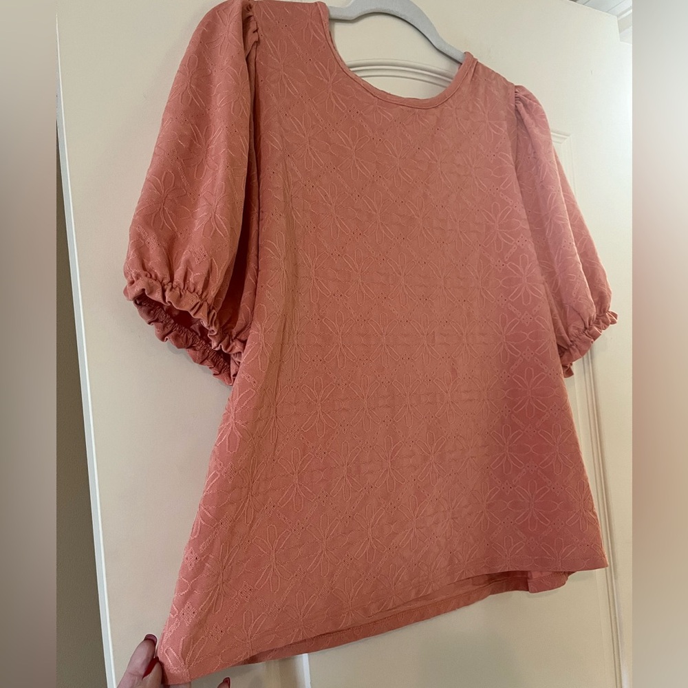 Lauren Conrad Light Pumpkin Women's Puff Sleeve Blouse Size Large - Picture 5 of 13